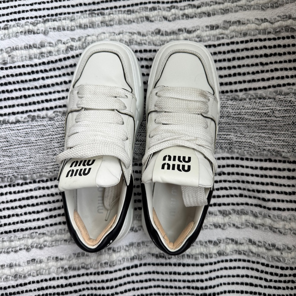 MIU MIU Authentic White Women’s Sneakers Leather - size 7.5 Original Box - Picture 7 of 8